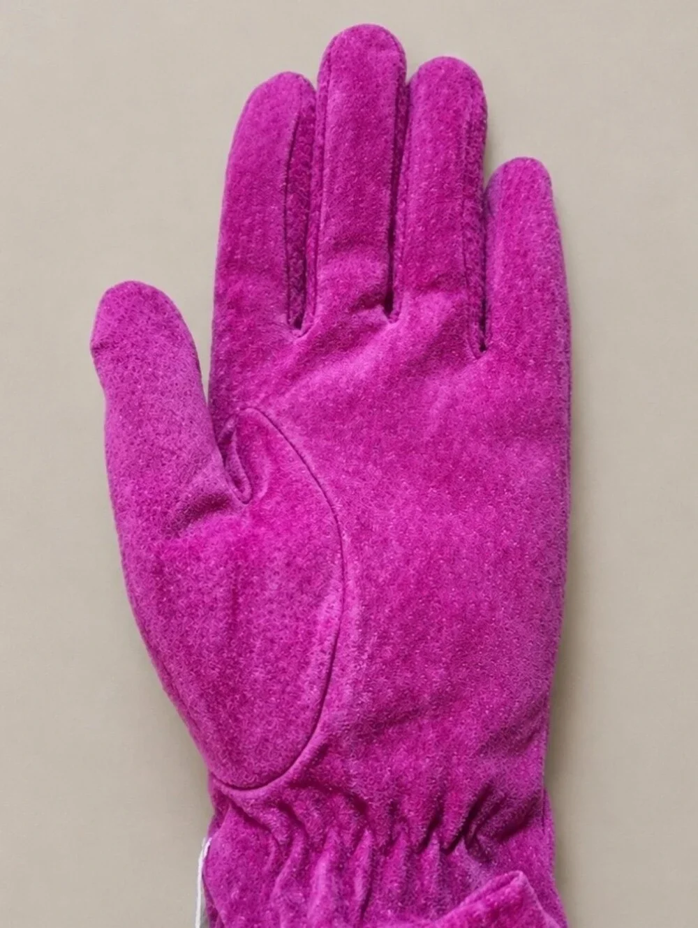 Vintage Grandoe Gantos Suede Gloves L Orchid Magenta Purple NWT